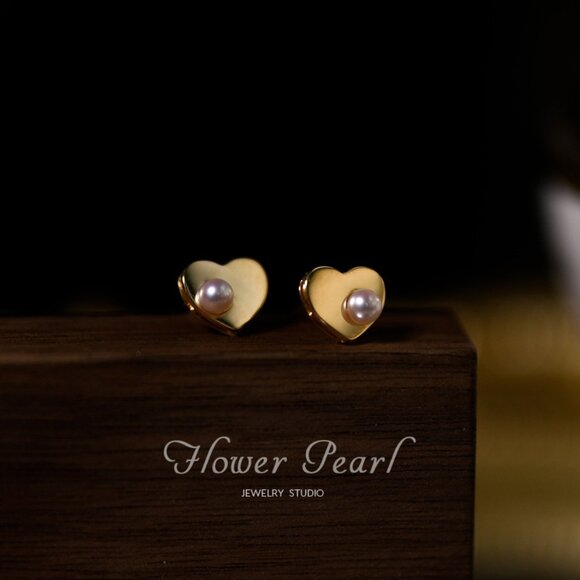 New 18K gold mirror love pearl earrings - Picture 3 of 6